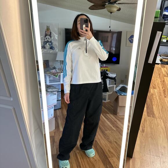 Blue Stripes White Adidas Track Pullover Jacket - Picture 4 of 9